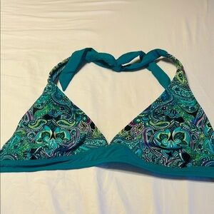 Athleta Teal and Multicolor Bikini Top